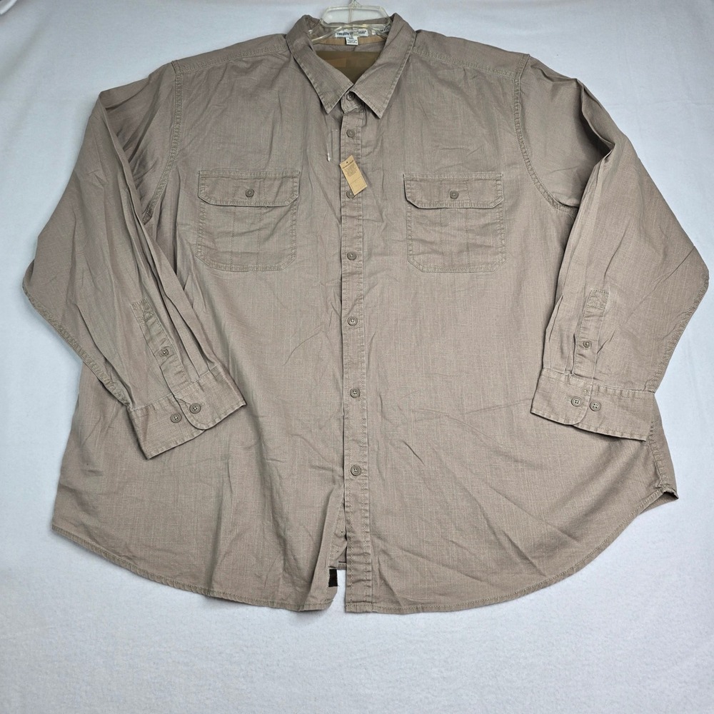 The New Ivy Brand Mens Khaki Tan Long Sleeve Button Up Shirt Slim Fit 3XL NWT